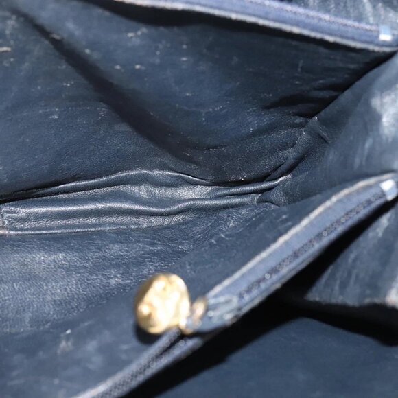 CELINE C Sulky Shoulder Bag Canvas Navy Gold Auth BD1174 - Picture 9 of 16